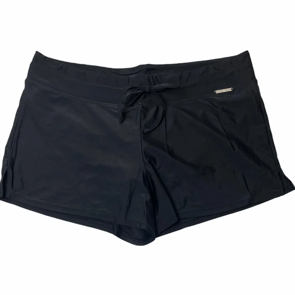 Black Athletic Shorts Tie Waist Gym Running Track Shorts Size 12 Medium Large